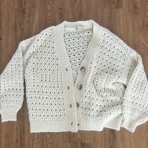 Zara Cream Knit Cardigan with Button Detail. Oversized